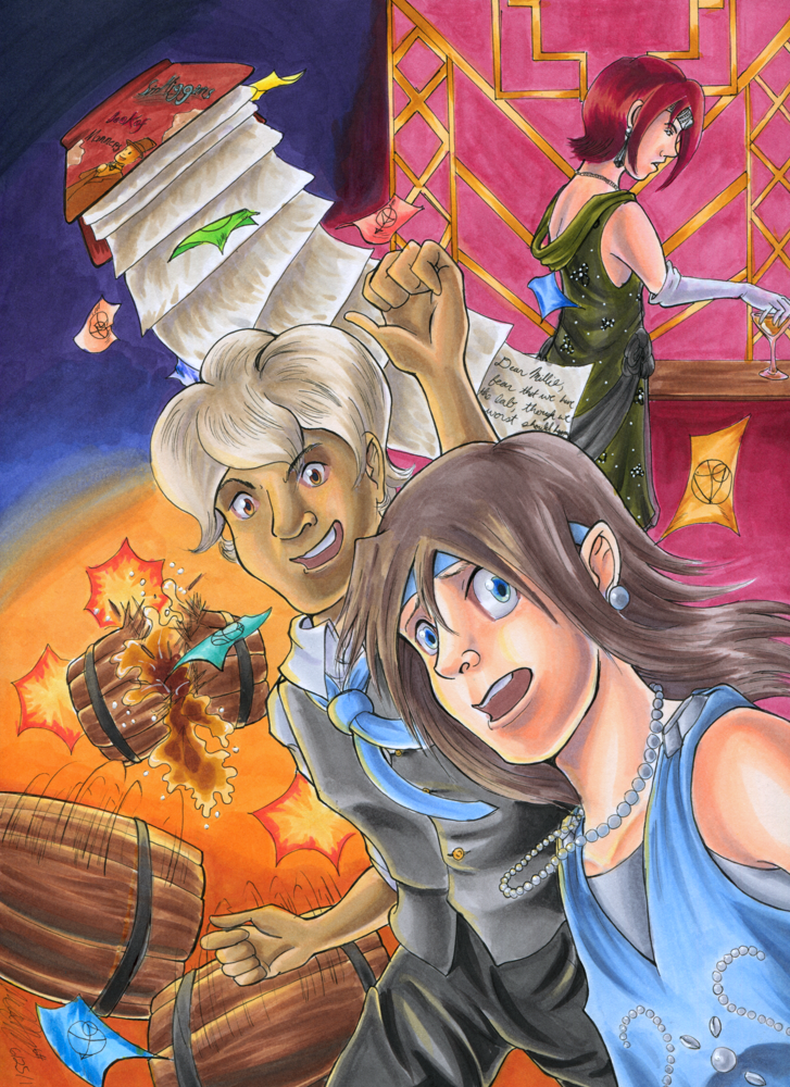 Emily and Chester on the cover for Black Ball issue 2